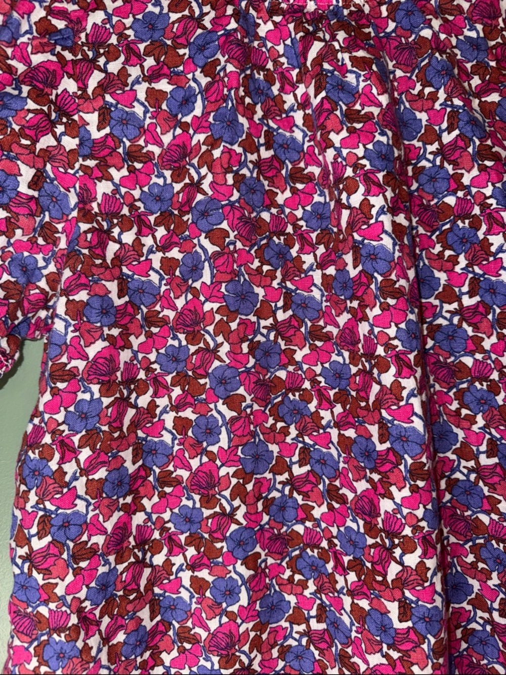 J. Crew 100% Linen Vibrant Floral Puff Sleeve Cottagecore Blouse Small - Picture 4 of 9